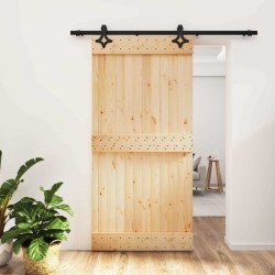 Porte coulissante Naturel et noir 100 x 210 cm 639053639053