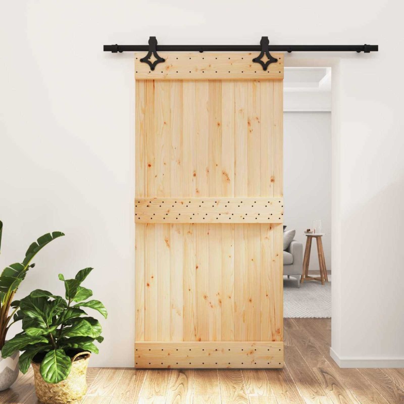 Porte coulissante Naturel et noir 100 x 210 cm 639053639053