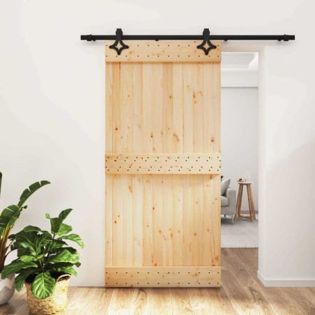 Porte coulissante Naturel et noir 100 x 210 cm 639053639053