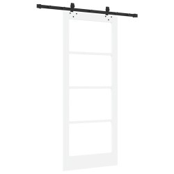 Porte coulissante Blanc 83 x 202 cm Bois de pin massif et verre 639057639057