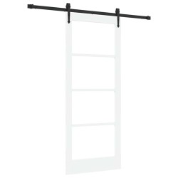 Porte coulissante Blanc 83 x 202 cm Bois de pin massif et verre 639058639058