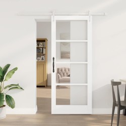 Porte coulissante Blanc 83 x 202 cm Bois de pin massif et verre 639061639061