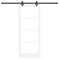 Porte coulissante Blanc 83 x 202 cm Bois de pin massif et verre 639062639062