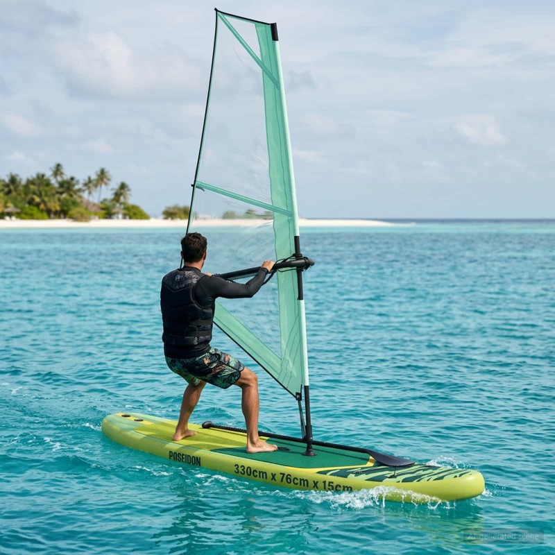 Planche SUP Gonflable avec Voile POSEIDON 330 x 76 x 15 cm Vert 639066639066