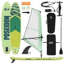 Planche SUP Gonflable avec Voile POSEIDON 330 x 76 x 15 cm Vert 639066639066