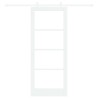 Porte coulissante Blanc 83 x 202 cm Bois de pin massif et verre 639067639067