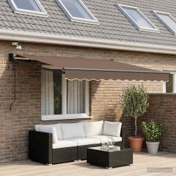 Auvent rétractable électrique Taupe 100% Polyester et Aluminium 639069639069