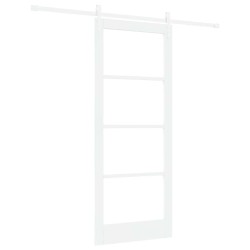 Porte coulissante Blanc 83 x 202 cm Bois de pin massif et verre 639075639075