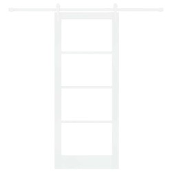 Porte coulissante Blanc 83 x 202 cm Bois de pin massif et verre 639075639075