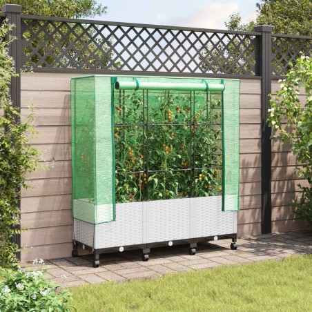 Jardinière de jardin avec couverture de serre et roues 3 pc PP 639076639076