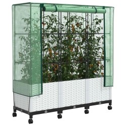 Jardinière de jardin avec couverture de serre et roues 3 pc PP 639076639076