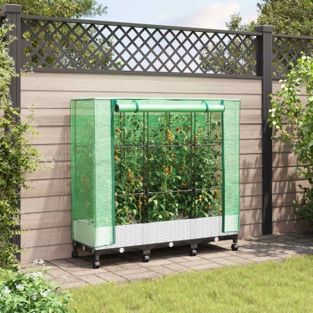 Jardinière de jardin avec couverture de serre et roues 3 pc PP 639077639077