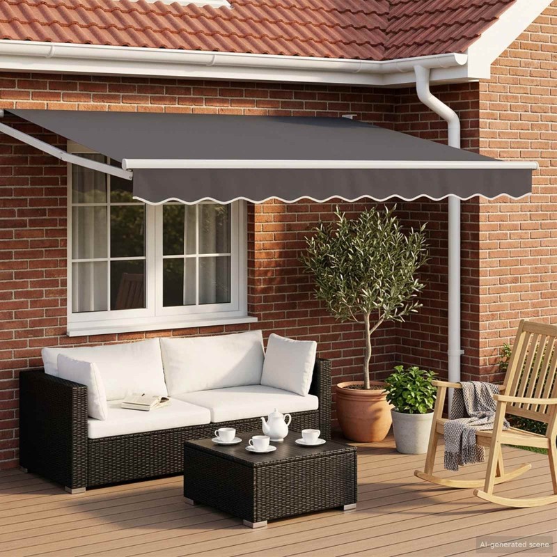 Auvent rétractable électrique Anthracite et blanc 3 x 2,5 m 639080639080