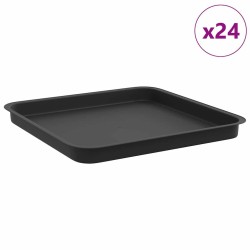 Plateau carré à fleurs 24 pcs Noir 36 x 36 x 2.5 cm Plastique 639082639082