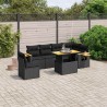Salon de jardin 7 pcs avec coussins noir résine tressée 639086639086