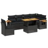 Salon de jardin 7 pcs avec coussins noir résine tressée 639086639086