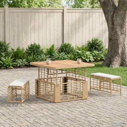 Ensemble de salle à manger pour jardin 3 pcs Nature et Blanc 639087639087