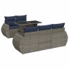 Salon de jardin avec coussins 6 pcs gris résine tressée acacia 639098639098