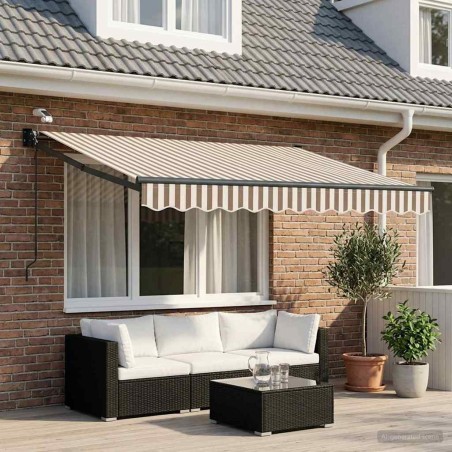 Auvent rétractable électrique Gris clair et blanc 639102639102