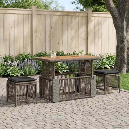 Ensemble de salle à manger pour jardin 4 pcs Gris et Gris foncé 639103639103