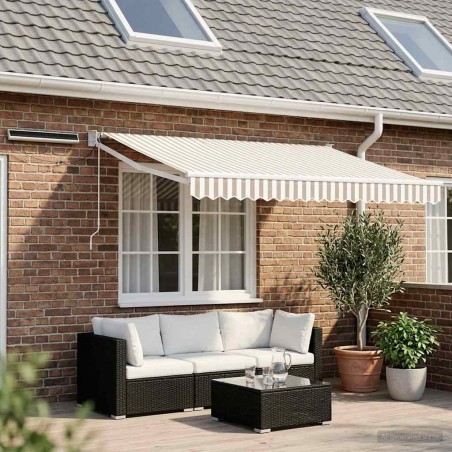 Auvent rétractable électrique Gris clair et blanc 639104639104