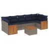 Ensemble de canapé de jardin 8 pcs avec coussins gris résine tressée 639112639112