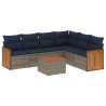 Ensemble de canapé de jardin 7 pcs avec coussins gris résine tressée 639113639113