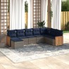 Ensemble de canapé de jardin 8 pcs avec coussins gris résine tressée 639115639115