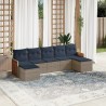 Ensemble de canapé de jardin 7 pcs avec coussins gris résine tressée 639117639117
