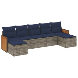 Ensemble de canapé de jardin 7 pcs avec coussins gris résine tressée 639117639117