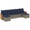 Ensemble de canapé de jardin 7 pcs avec coussins gris résine tressée 639117639117