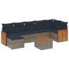 Ensemble de canapé de jardin 8 pcs avec coussins gris résine tressée 639120639120