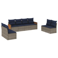 Ensemble de canapé de jardin 8 pcs avec coussins gris résine tressée 639121639121