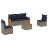 Ensemble de canapé de jardin 6 pcs avec coussins gris résine tressée 639124639124
