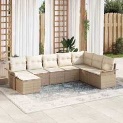 Ensemble de canapé de jardin avec coussin 8 pcs Beige polyrotin 639127639127
