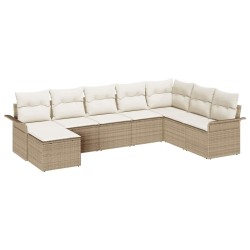 Ensemble de canapé de jardin avec coussin 8 pcs Beige polyrotin 639127639127