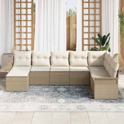 Ensemble de canapé de jardin avec coussin 8 pcs Beige polyrotin 639127639127