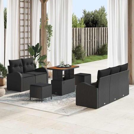 Ensemble de canapé de jardin avec coussin 8 pcs Noir 639132639132