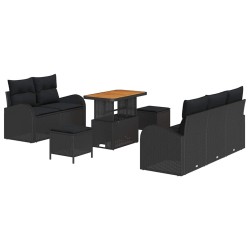 Ensemble de canapé de jardin avec coussin 8 pcs Noir 639132639132