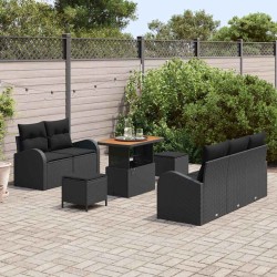 Ensemble de canapé de jardin avec coussin 8 pcs Noir 639132639132