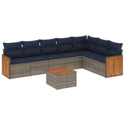 Ensemble de canapé de jardin 8 pcs avec coussins gris résine tressée 639136639136