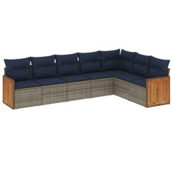 Ensemble de canapé de jardin 7 pcs avec coussins gris résine tressée 639138639138
