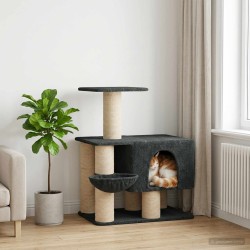 Arbre à chat avec poteaux à griffer en sisal Gris foncé 96 cm 639143639143