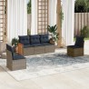 Ensemble de canapé de jardin 5 pcs avec coussins gris résine tressée 639148639148