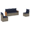 Ensemble de canapé de jardin 5 pcs avec coussins gris résine tressée 639148639148