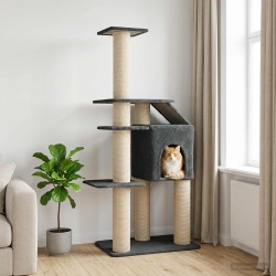 Arbre à chat avec poteaux à griffer en sisal Gris foncé 183 cm 639150639150