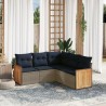 Ensemble de canapé de jardin 5 pcs avec coussins gris résine tressée 639153639153