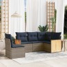 Ensemble de canapé de jardin 5 pcs avec coussins gris résine tressée 639162639162