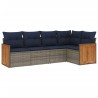 Ensemble de canapé de jardin 5 pcs avec coussins gris résine tressée 639163639163