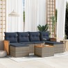 Ensemble de canapé de jardin 7 pcs avec coussins gris résine tressée 639164639164